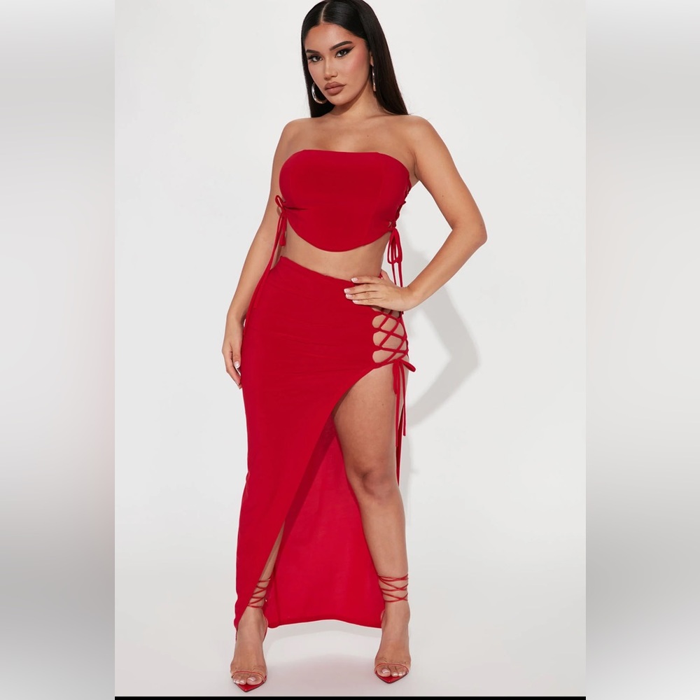 Sexy red two piece co ord fashion nova set